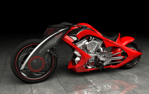 Rendering of an Orange County Choppers custom motorcycle