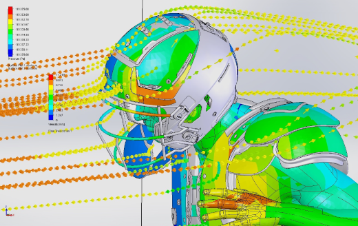 Mapping of airflow around a football helmet