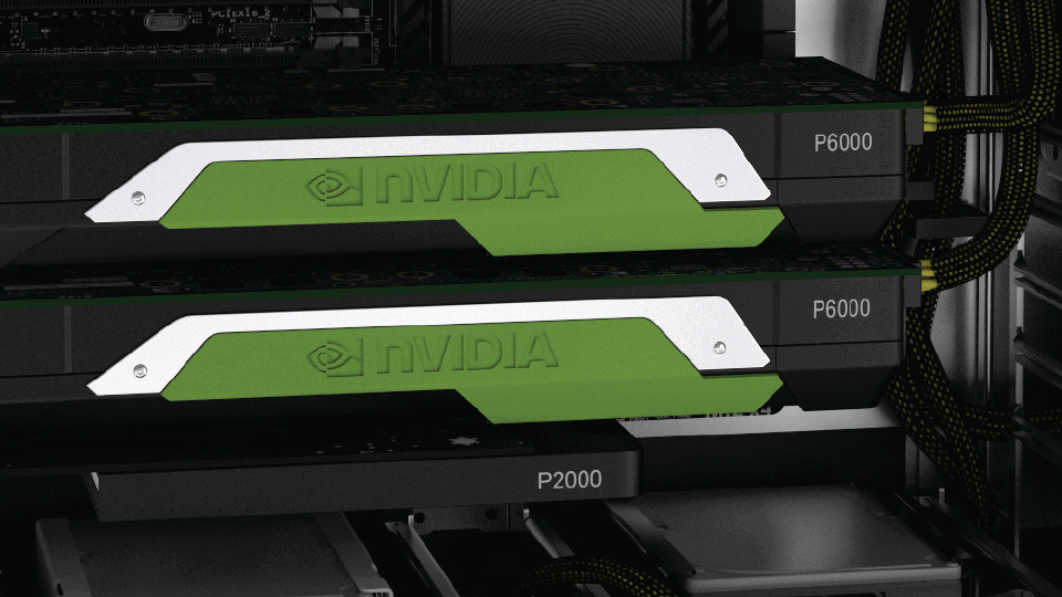 two NVIDIA P6000 GPUs inside of a computer